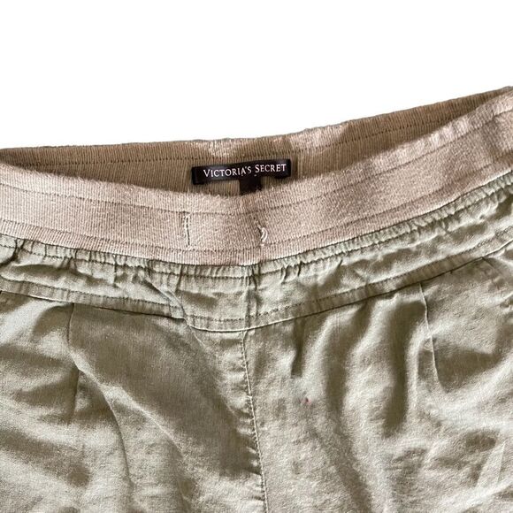 VICTORIA’S SECRET PINK Army Green Cuffed Linen Pant With Pockets Size 0 - Picture 3 of 5